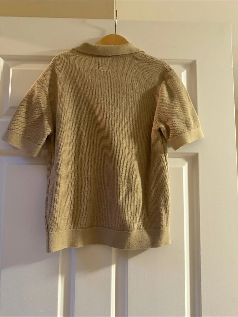 GAP Kids Short-Sleeve Johnny Collar Polo Sweater in Tan